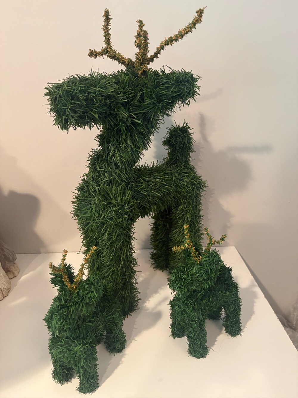 Set of 3 vintage grass reindeer